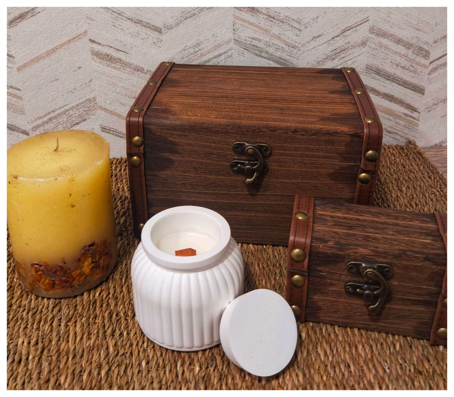[Refugio Interior] Vela aroma melocotón «Secreto de leña»