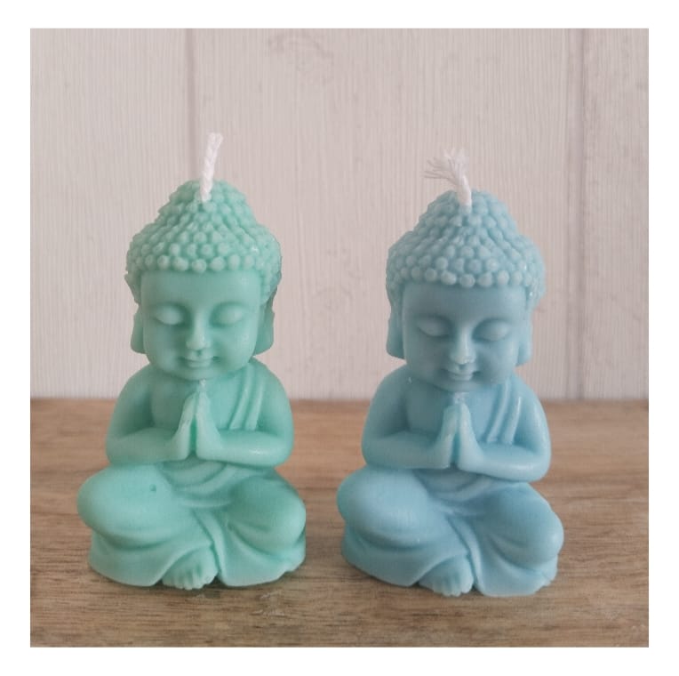 Vela Buda pequeño azul «Serenidad en cera» [Refugio Interior]
