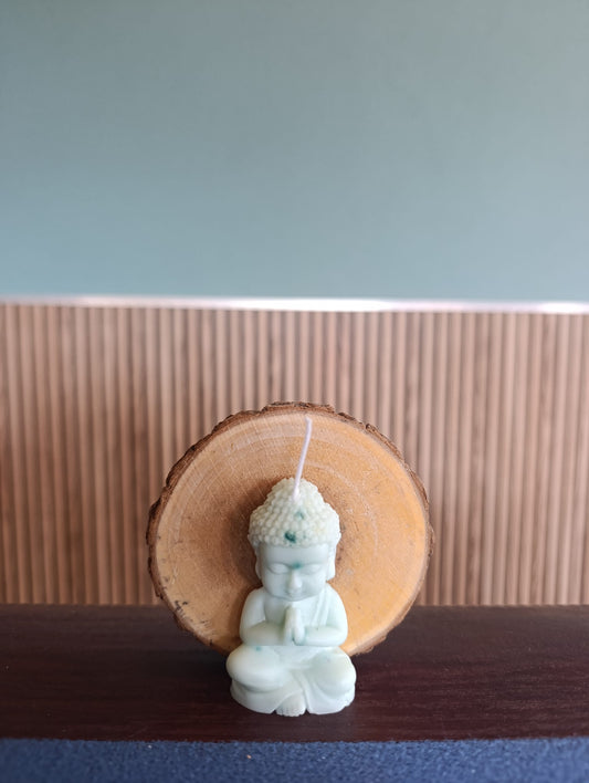 Vela Buda pequeño verde «Serenidad en cera» [Refugio Interior]