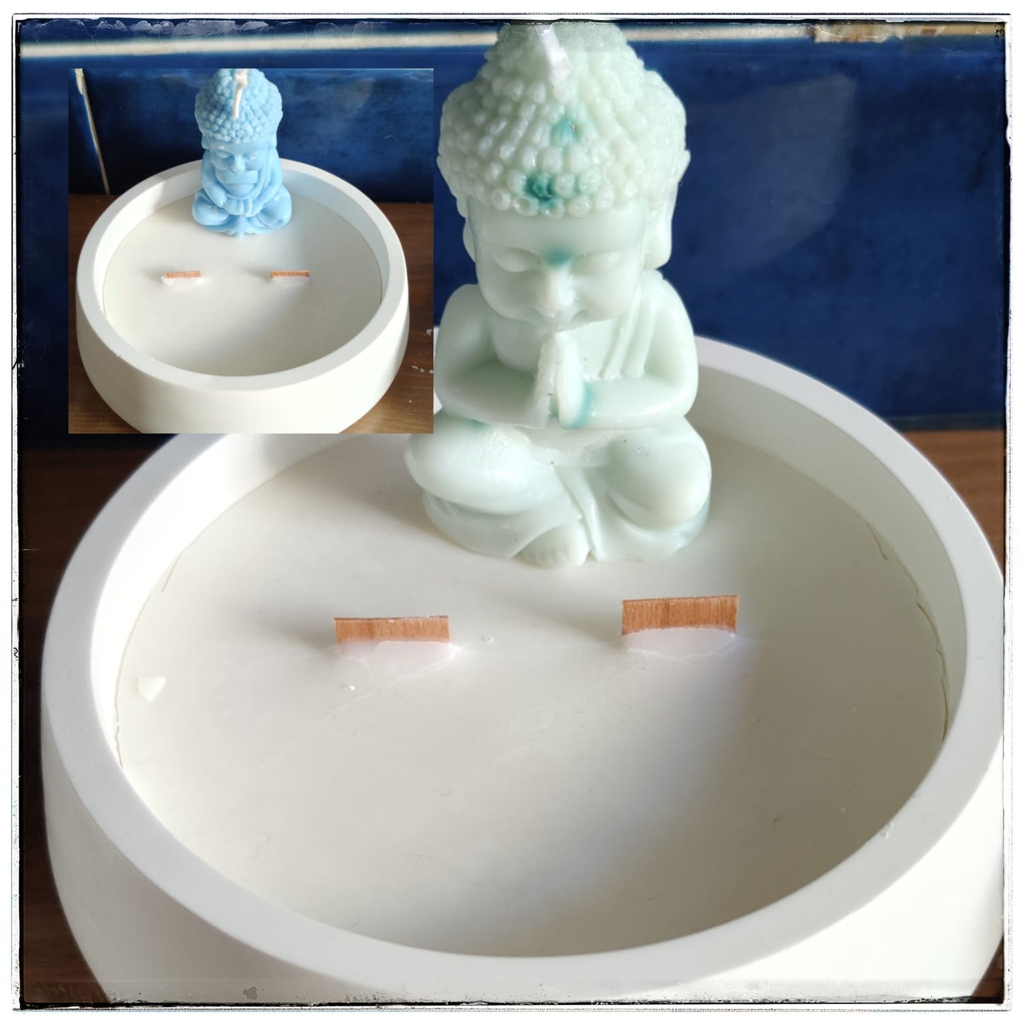 Vela aroma castaña en cuenco de yeso con mechas de madera «Susurro de roble» [Refugio Interior]